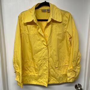 Chicos Sunny Bright Yellow Lightweight Button Up Jacket Womens Size Medium/8/1